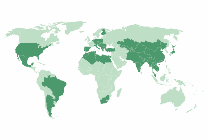 Planisphère pays d'export